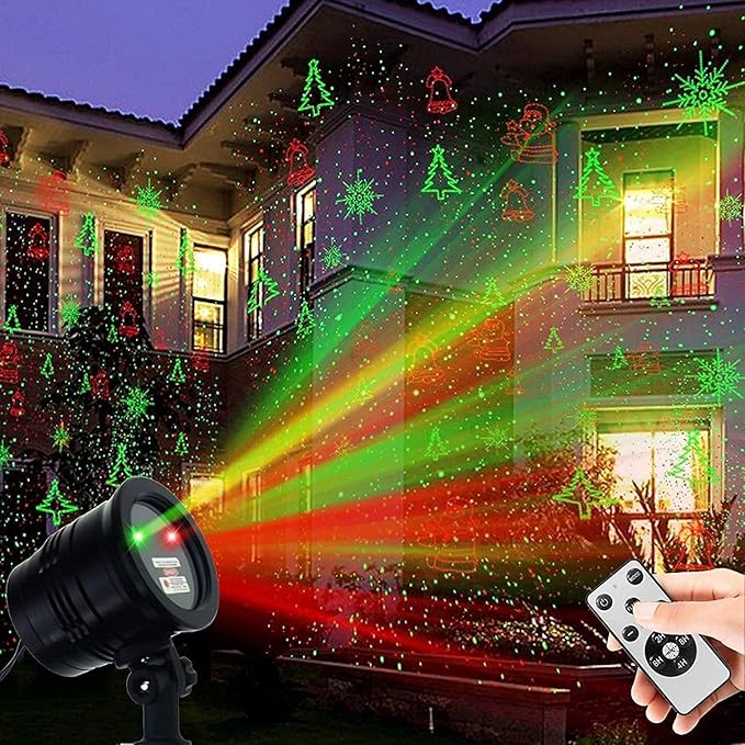 Projecteur laser de Noël extérieur : Lumière laser de décoration de Noël étanche pour l'extérieur, projecteur de Noël avec 5 motifs, projecteur de Noël pour fête de vacances dans le jardin ou la cour