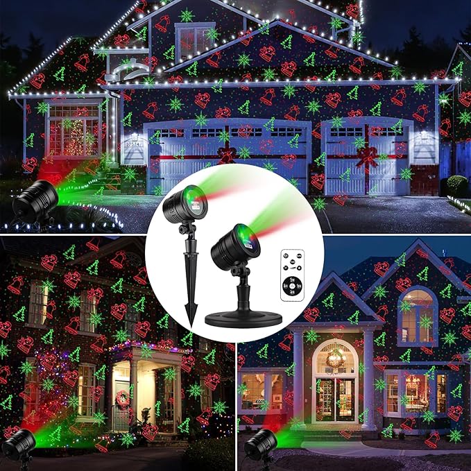 Projecteur laser de Noël extérieur : Lumière laser de décoration de Noël étanche pour l'extérieur, projecteur de Noël avec 5 motifs, projecteur de Noël pour fête de vacances dans le jardin ou la cour