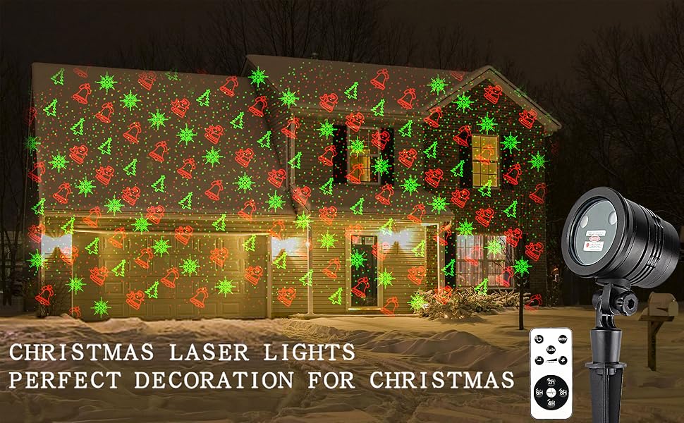 Projecteur laser de Noël extérieur : Lumière laser de décoration de Noël étanche pour l'extérieur, projecteur de Noël avec 5 motifs, projecteur de Noël pour fête de vacances dans le jardin ou la cour