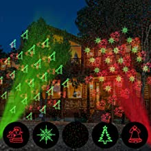Projecteur laser de Noël extérieur : Lumière laser de décoration de Noël étanche pour l'extérieur, projecteur de Noël avec 5 motifs, projecteur de Noël pour fête de vacances dans le jardin ou la cour